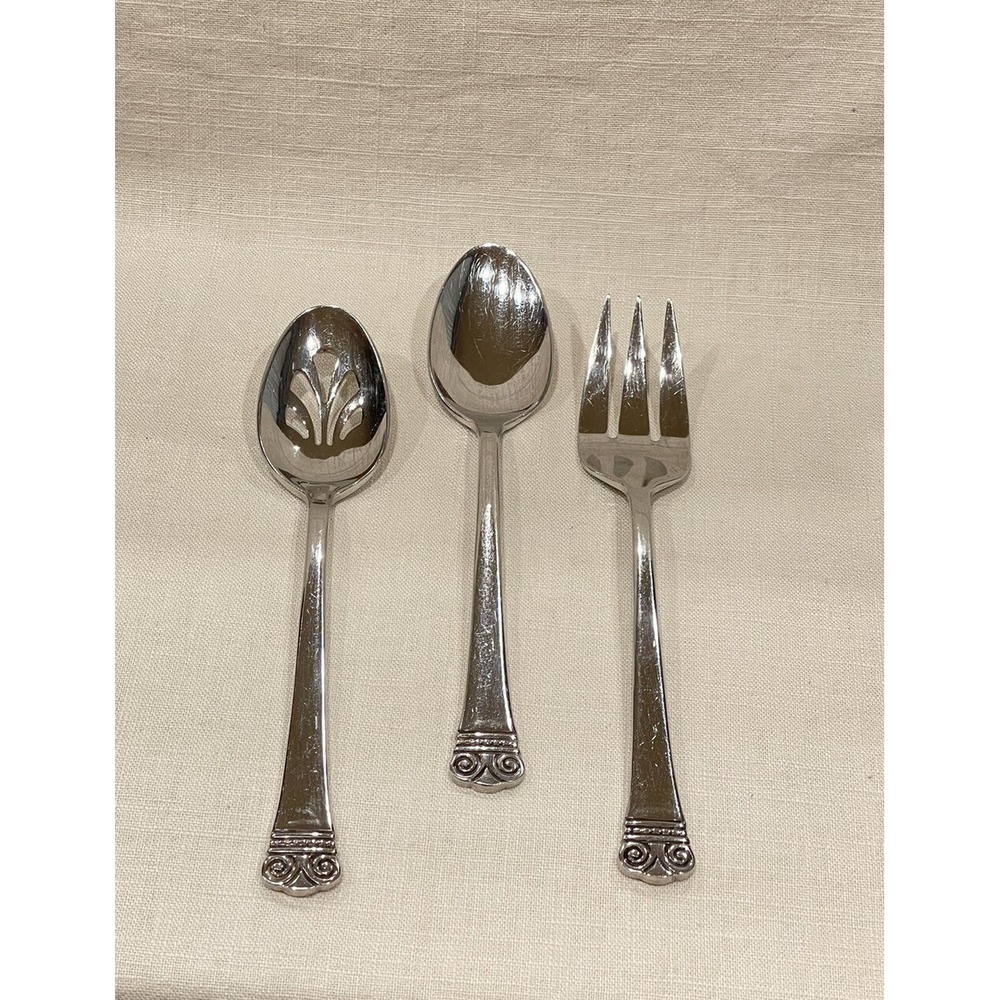 Oneida MELODIA 3 Pieces - Pierced Spoon, Serving Spoon, Cold Meat Fork